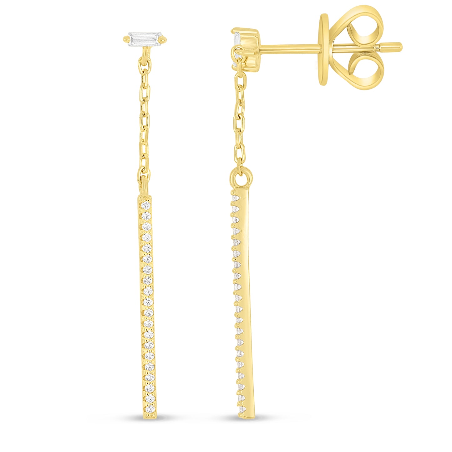 Sterling Silver 925 Earring Golden Plated Embedded With White Zircon