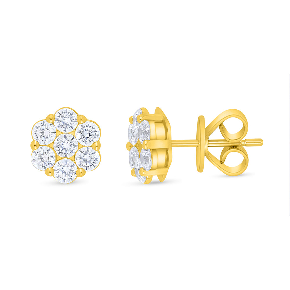 Sterling Silver 925 Earring Golden Plated Embedded WithWhite Zircon