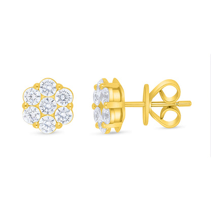 Sterling Silver 925 Earring Golden Plated Embedded WithWhite Zircon
