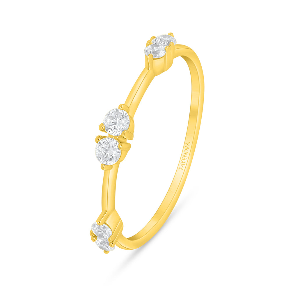 Sterling Silver 925 Ring Golden Plated Embedded With White Zircon