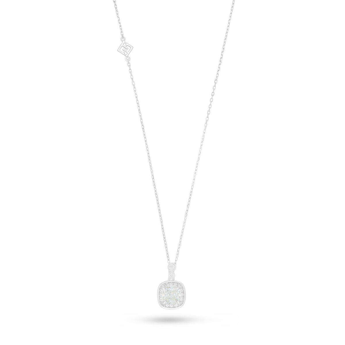 Sterling Silver 925 Necklace Rhodium Plated Embedded With Diamond Zircon And White Zircon