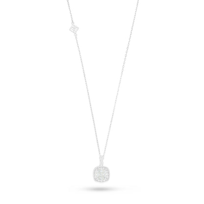 Sterling Silver 925 Necklace Rhodium Plated Embedded With Diamond Zircon And White Zircon