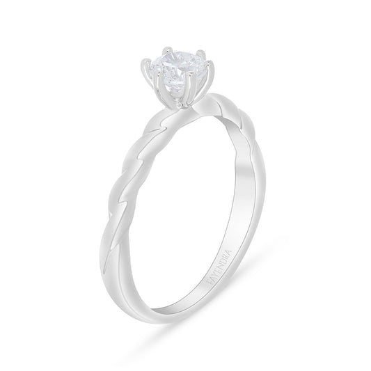 خاتم من الفضة الخالصة عيار 925 مطلي روديوم مرصع فص ابيض