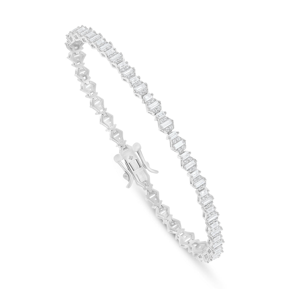 اسورة من الفضة الخالصة عيار 925 مطلي روديوم مرصع فص ابيض