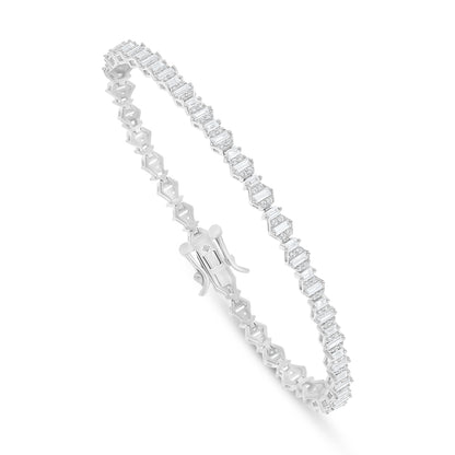 اسورة من الفضة الخالصة عيار 925 مطلي روديوم مرصع فص ابيض