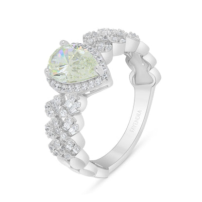 Sterling Silver 925 Set Rhodium Plated Embedded With Diamond Zircon And White Zircon