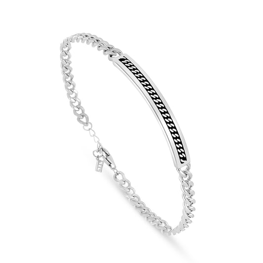 Sterling Silver 925 Bracelet Rhodium Plated For Men