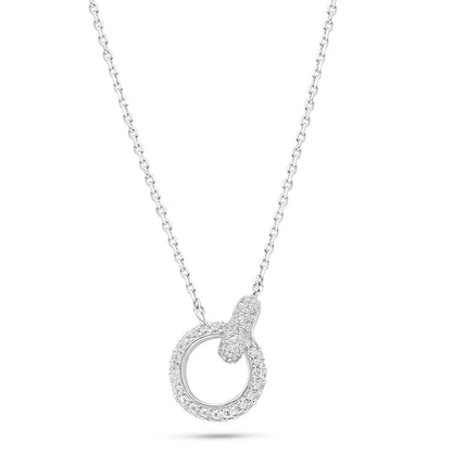 Sterling Silver 925 Necklace Rhodium Plated Embedded With White Zircon