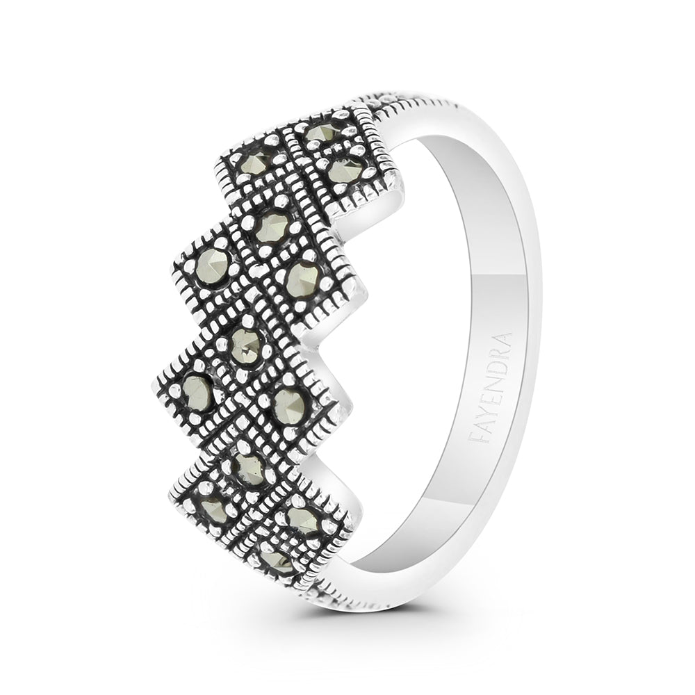 Sterling Silver 925 Ring Embedded With Marcasite Stones