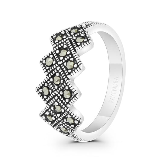 Sterling Silver 925 Ring Embedded With Marcasite Stones