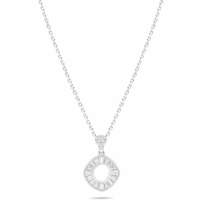 Sterling Silver 925 Necklace Rhodium Plated Embedded With Natural White Pearl And White Zircon