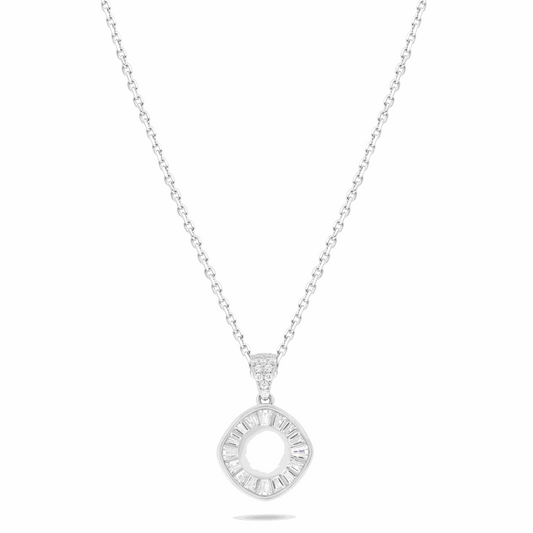 Sterling Silver 925 Necklace Rhodium Plated Embedded With Natural White Pearl And White Zircon