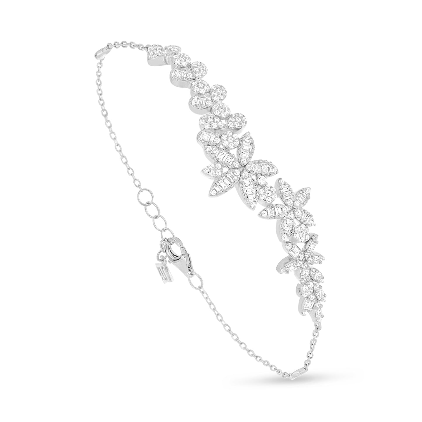Sterling Silver 925 Bracelet Rhodium Plated Embedded With White Zircon