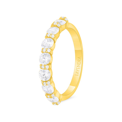 Sterling Silver 925 Ring Gold Plated Embedded With White Zircon