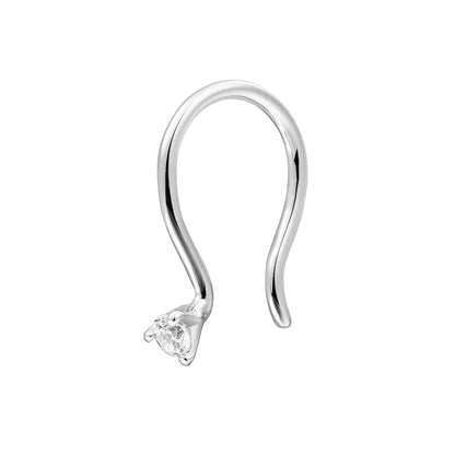 Sterling Silver 925  Nose Rings Rhodium Plated Embedded With Natural CVD Diamonds
