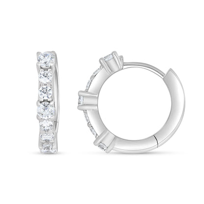 Sterling Silver 925 Earring Rhodium Plated Embedded With White Zircon