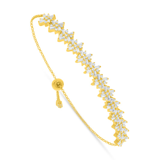Sterling Silver 925 Bracelet Golden Plated Embedded With White Zircon