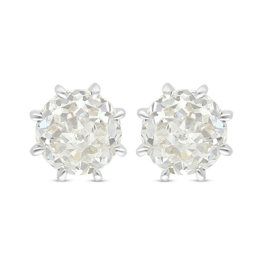 Sterling Silver 925 Earring Rhodium Plated Embedded With Yellow Diamond