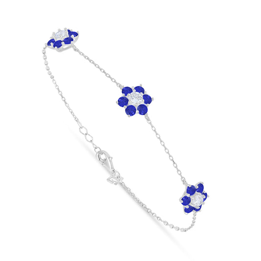 اسورة من الفضة الخالصة عيار 925 مطلية روديوم مرصعة زفير كروندوم و فص ابيض