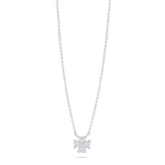 Sterling Silver 925 Necklace Rhodium Plated Embedded With White Zircon