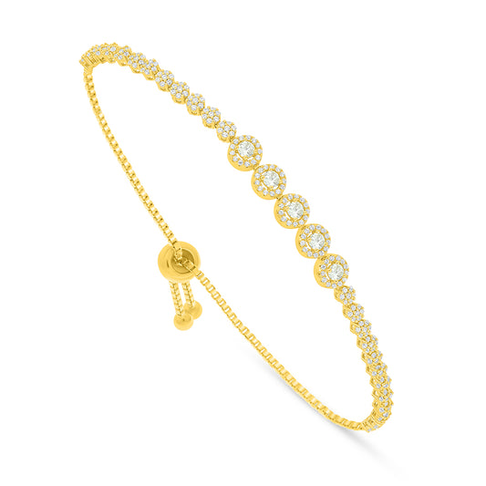 Sterling Silver 925 Bracelet Golden Plated Embedded With White Zircon