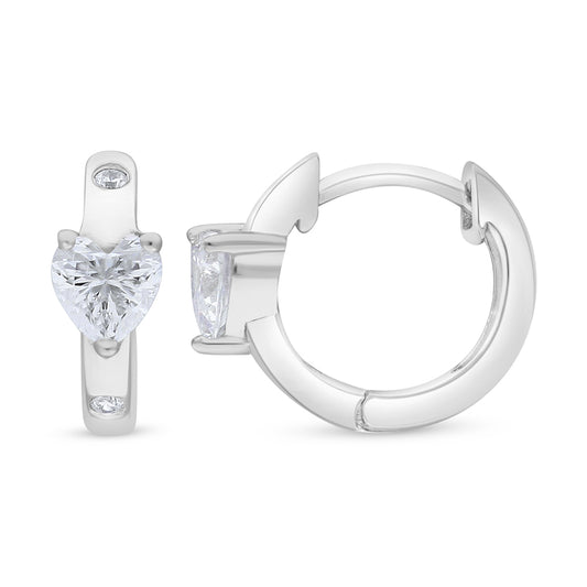 Sterling Silver 925 Earring Rhodium Plated Embedded With White Zircon