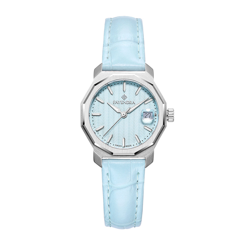 Stainless Steel 316L Watch Silver Color Tiffany Blue Leather - TIFFANY BLUE METAL DIAL