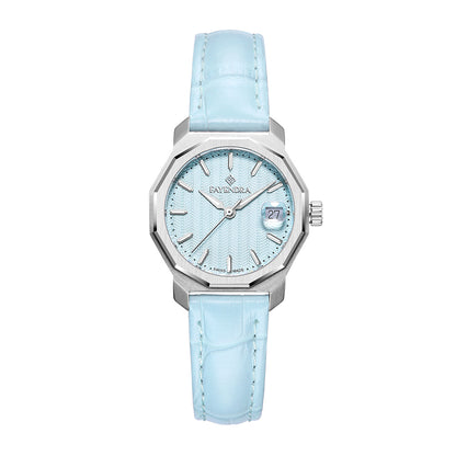 Stainless Steel 316L Watch Silver Color Tiffany Blue Leather - TIFFANY BLUE METAL DIAL