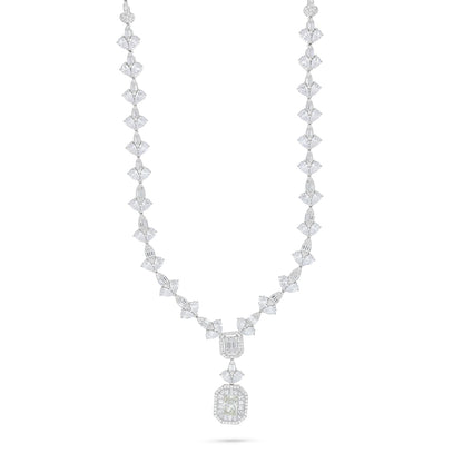 Sterling Silver 925 Set Rhodium Plated Embedded With Diamond Zircon And White Zircon