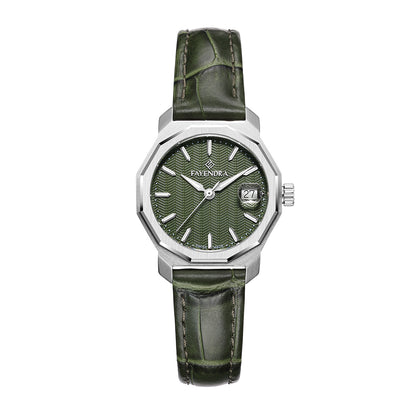 Stainless Steel 316L Watch Silver Color Green Avocado Leather - GREEN AVOCADO METAL DIAL