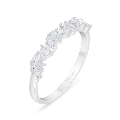 Sterling Silver 925 Ring Rhodium Plated Embedded With White Zircon
