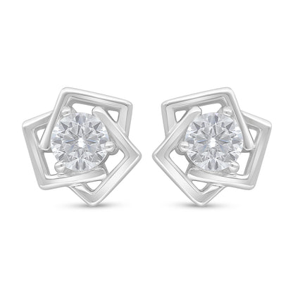 اقراط من الفضة الخالصة عيار 925 مطلي روديوم مرصع فص ابيض