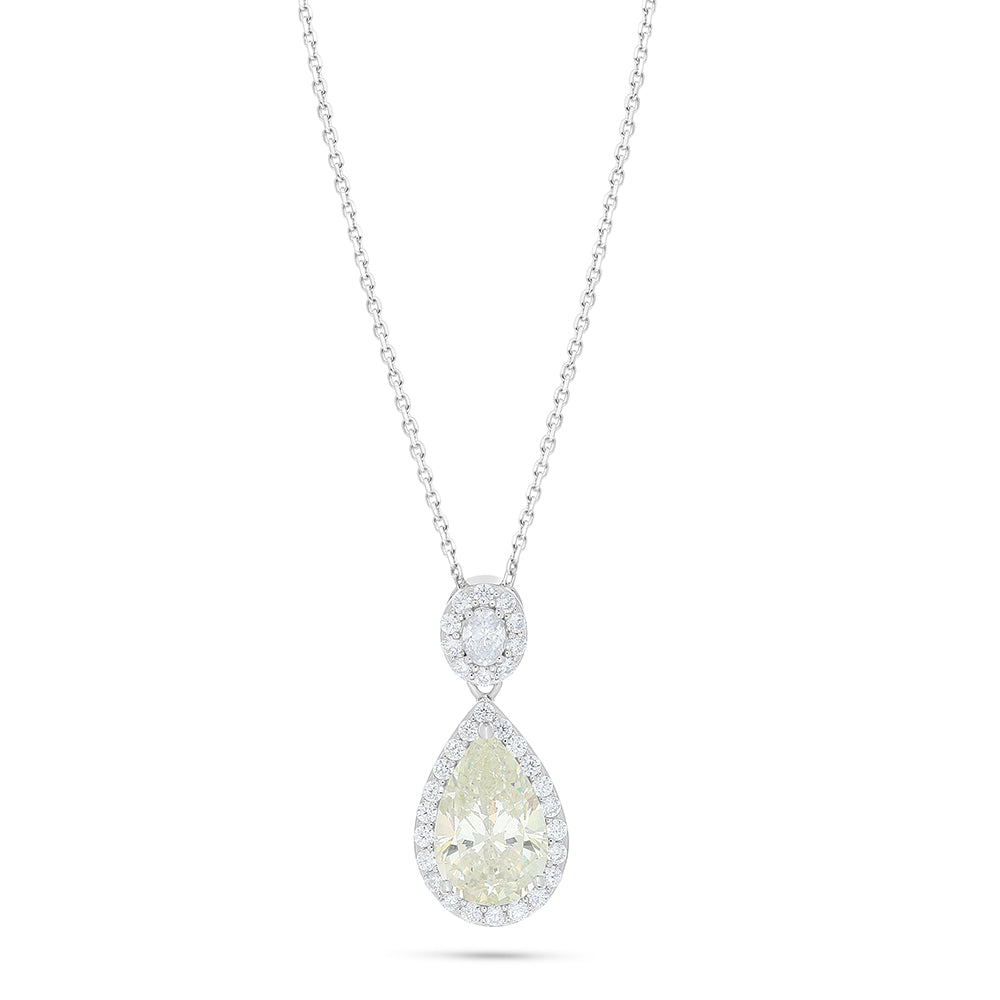 Sterling Silver 925 Necklace Rhodium Plated Embedded With Diamond Zircon And White Zircon