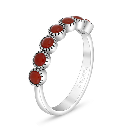 Sterling Silver 925 Ring Embedded With Natural Aqiq
