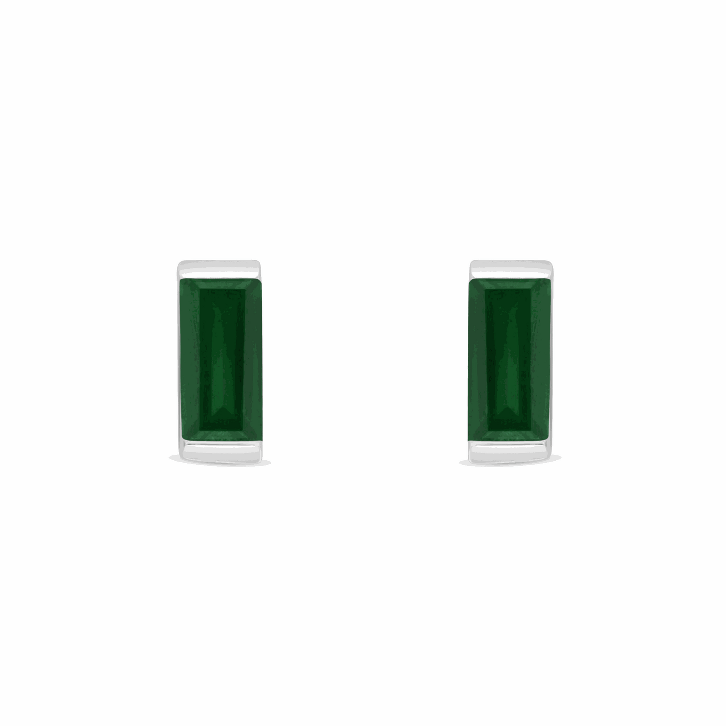 Sterling Silver 925 Earring Rhodium Plated Embedded With Emerald Zircon And White Zircon