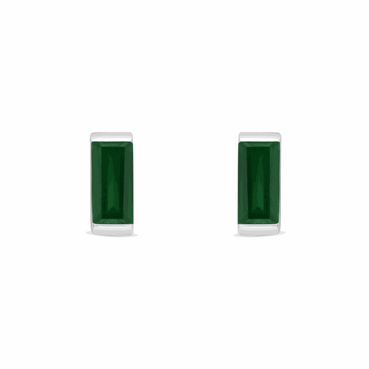 Sterling Silver 925 Earring Rhodium Plated Embedded With Emerald Zircon And White Zircon