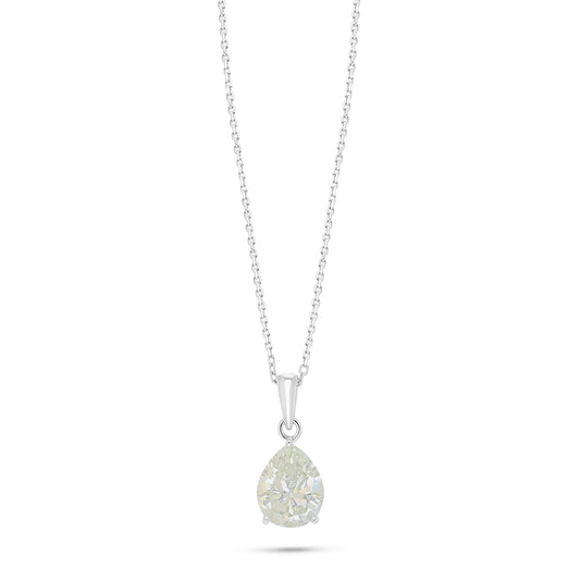 Sterling Silver 925 Necklace Rhodium Plated Embedded With Diamond Zircon
