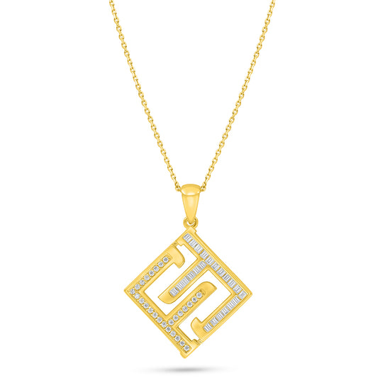 Sterling Silver 925 Necklace Golden Plated Embedded With White Zircon
