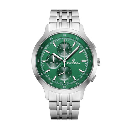 Stainless Steel 316L Watch Silver Color For Men - GREEN METAL DIAL