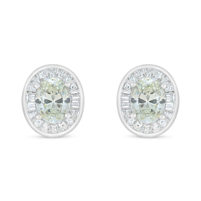 Sterling Silver 925 Earring Rhodium Plated Embedded With Diamond Zircon And White Zircon