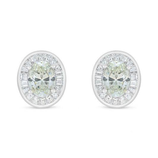 Sterling Silver 925 Earring Rhodium Plated Embedded With Diamond Zircon And White Zircon