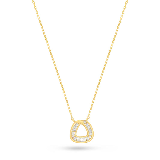 Sterling Silver 925 Necklace Golden Plated Embedded With White Zircon