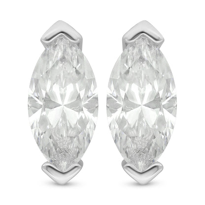 Sterling Silver 925 Earring Rhodium Plated Embedded With White Zircon
