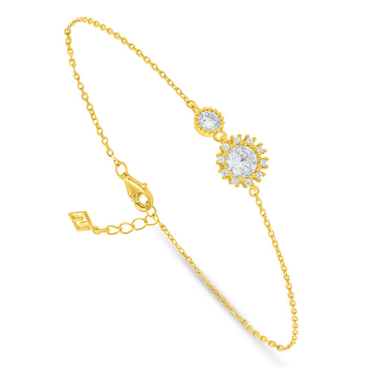 Sterling Silver 925 Bracelet Golden Plated Embedded With White Zircon