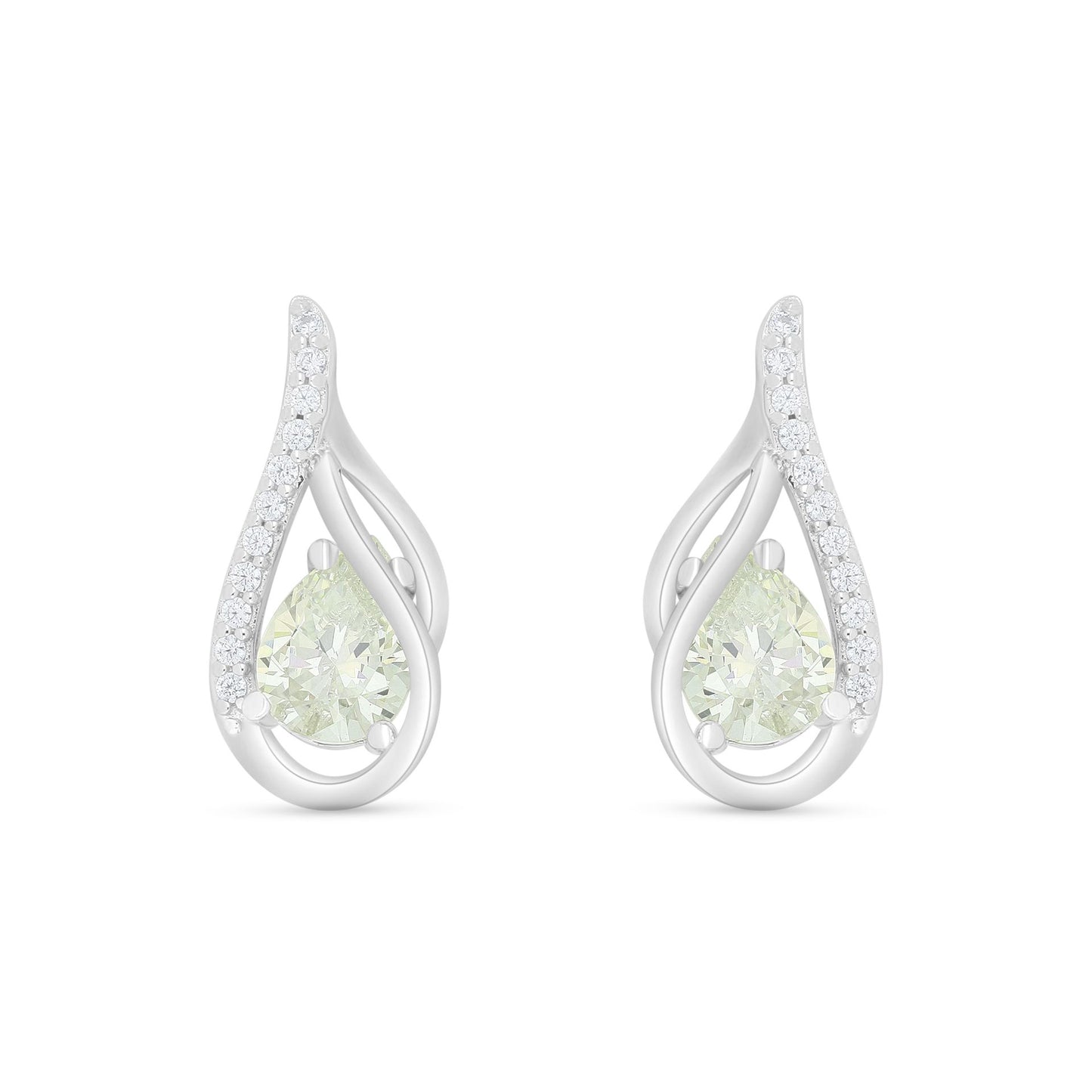 Sterling Silver 925 Earring Rhodium Plated Embedded With Diamond Zircon And White Zircon