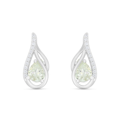 Sterling Silver 925 Earring Rhodium Plated Embedded With Diamond Zircon And White Zircon