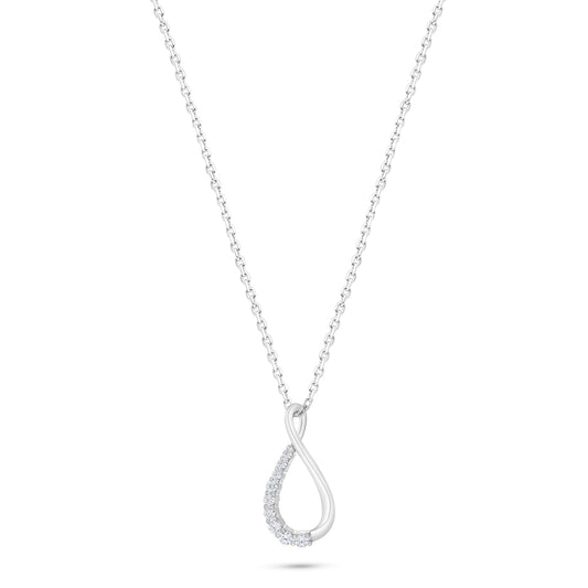 Sterling Silver 925 Necklace Rhodium Plated Embedded With White Zircon