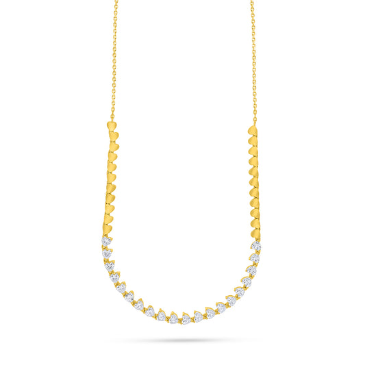 Sterling Silver 925 Necklace Golden Plated Embedded With White Zircon