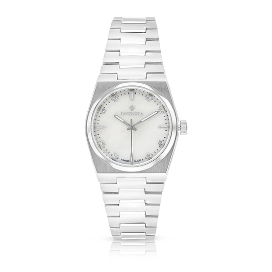Stainless Steel 316L Watch Silver Color - white MOP dial