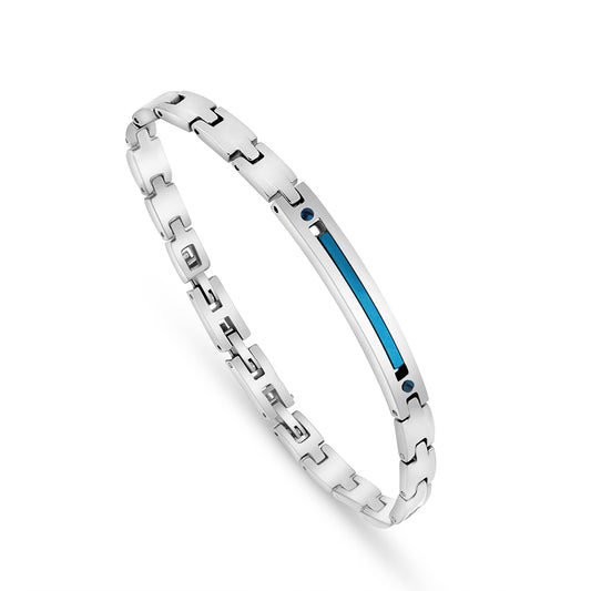 Stainless Steel 316L And 304 L Bracelet, Silver And Blue Color For Men